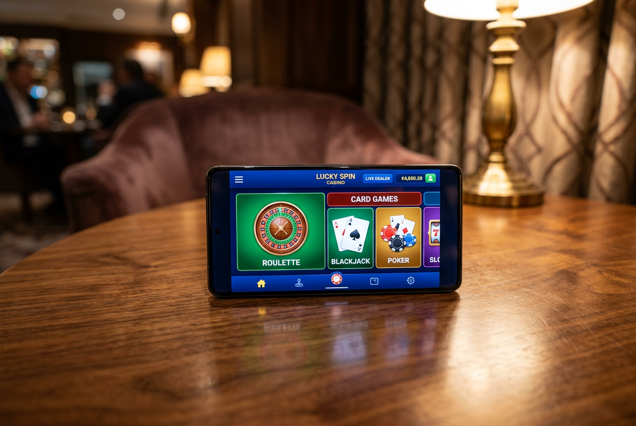 Premium mobile casino app on a smartphone screen